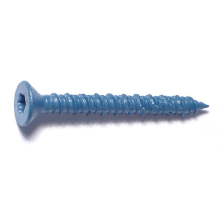 Torquemaster Masonry Screw, 1/4" Dia., Flat, 2 1/4 in L, Steel Blue Ruspert, 100 PK 51229